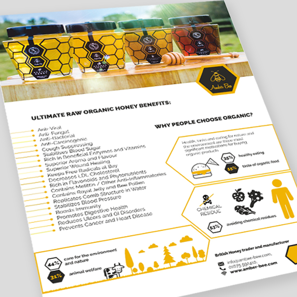 Amber Bee infografikas | skrajutė